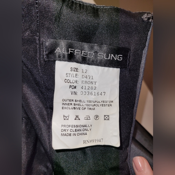 Alfred Sung Cocktail Dress Size 12 Black Ruffle Halter - Picture 6 of 6